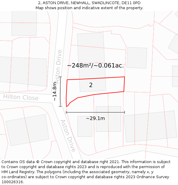 2, ASTON DRIVE, NEWHALL, SWADLINCOTE, DE11 0PD: Plot and title map