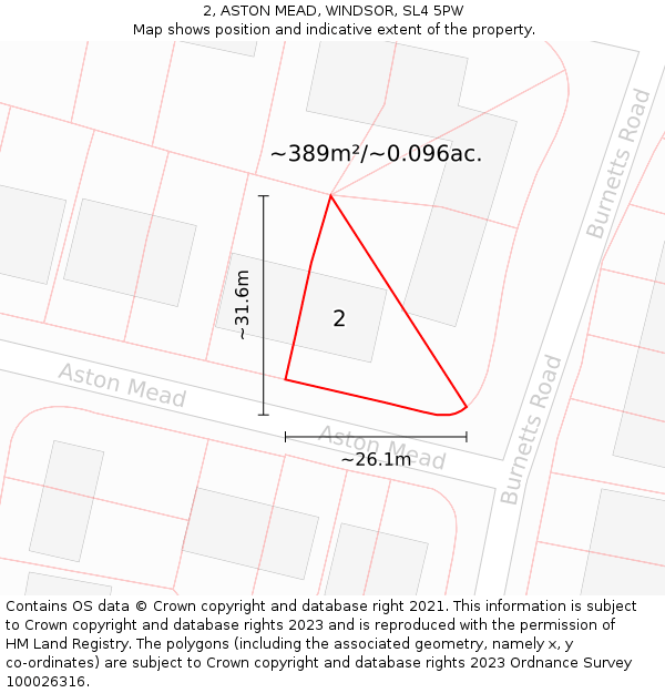 2, ASTON MEAD, WINDSOR, SL4 5PW: Plot and title map