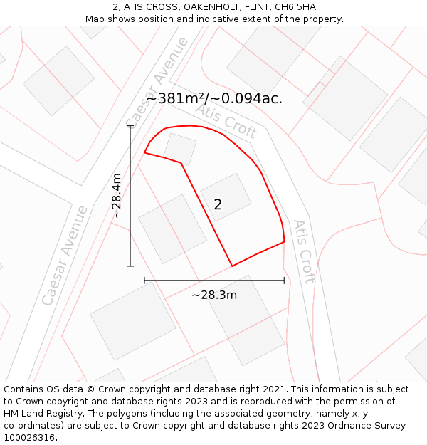 2, ATIS CROSS, OAKENHOLT, FLINT, CH6 5HA: Plot and title map