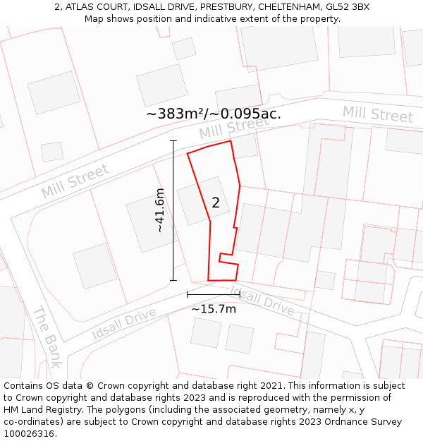 2, ATLAS COURT, IDSALL DRIVE, PRESTBURY, CHELTENHAM, GL52 3BX: Plot and title map