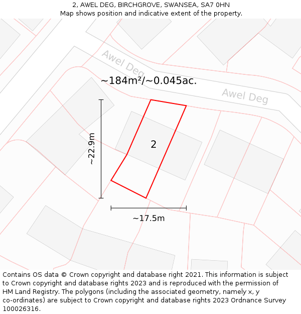 2, AWEL DEG, BIRCHGROVE, SWANSEA, SA7 0HN: Plot and title map