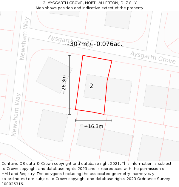 2, AYSGARTH GROVE, NORTHALLERTON, DL7 8HY: Plot and title map