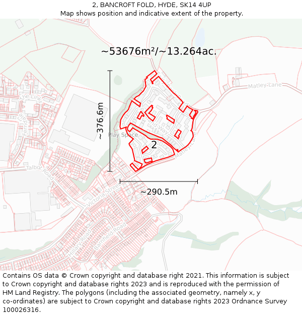 2, BANCROFT FOLD, HYDE, SK14 4UP: Plot and title map