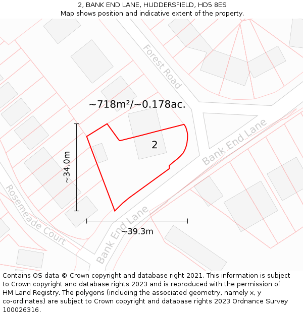 2, BANK END LANE, HUDDERSFIELD, HD5 8ES: Plot and title map