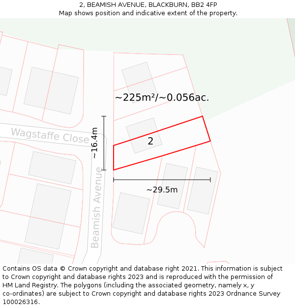 2, BEAMISH AVENUE, BLACKBURN, BB2 4FP: Plot and title map