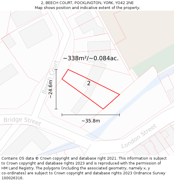 2, BEECH COURT, POCKLINGTON, YORK, YO42 2NE: Plot and title map