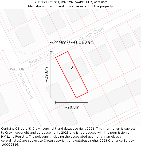 2, BEECH CROFT, WALTON, WAKEFIELD, WF2 6NY: Plot and title map