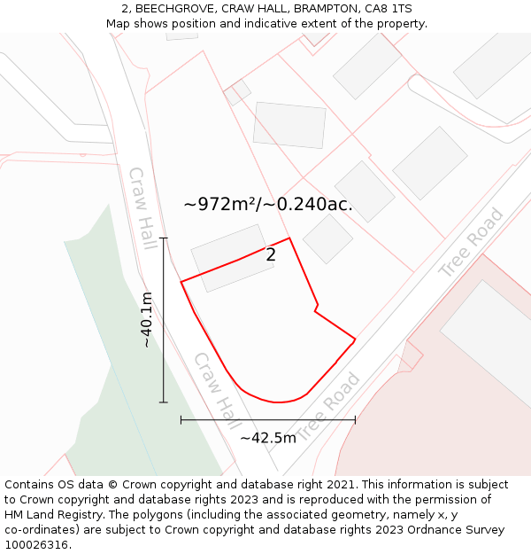 2, BEECHGROVE, CRAW HALL, BRAMPTON, CA8 1TS: Plot and title map