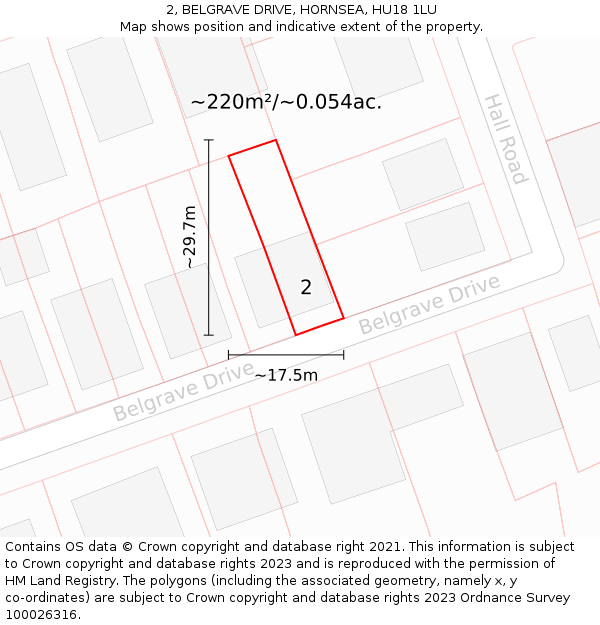 2, BELGRAVE DRIVE, HORNSEA, HU18 1LU: Plot and title map