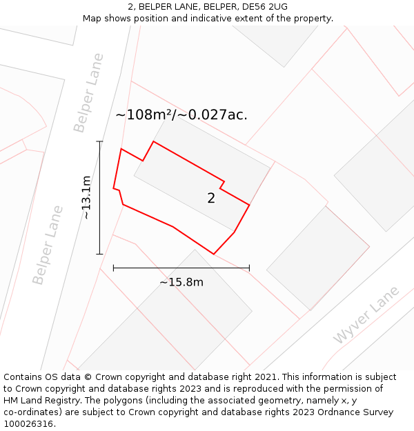 2, BELPER LANE, BELPER, DE56 2UG: Plot and title map