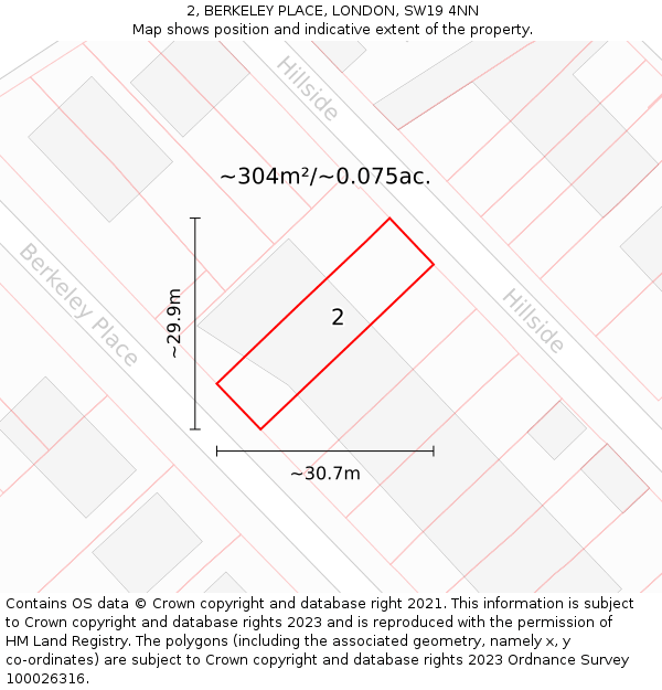 2, BERKELEY PLACE, LONDON, SW19 4NN: Plot and title map