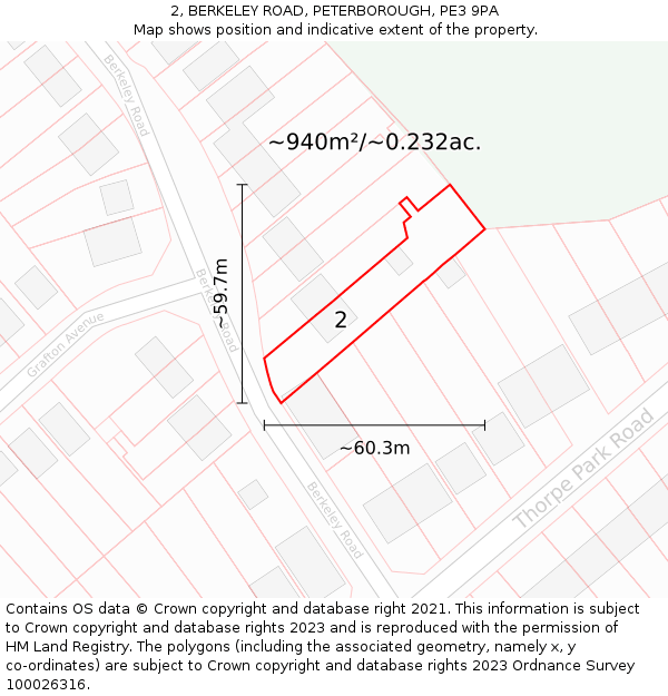 2, BERKELEY ROAD, PETERBOROUGH, PE3 9PA: Plot and title map