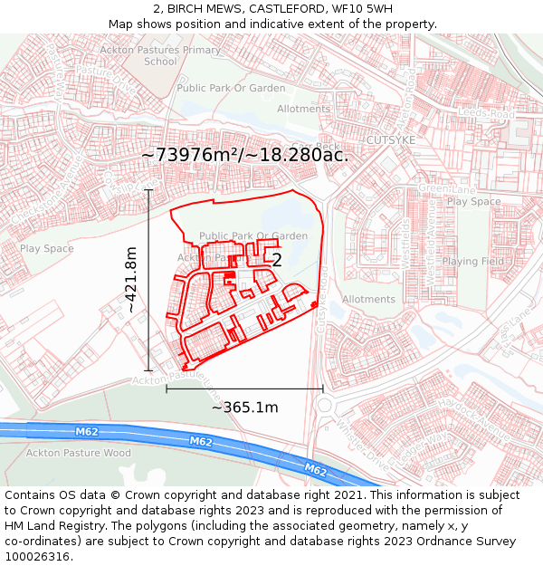 2, BIRCH MEWS, CASTLEFORD, WF10 5WH: Plot and title map