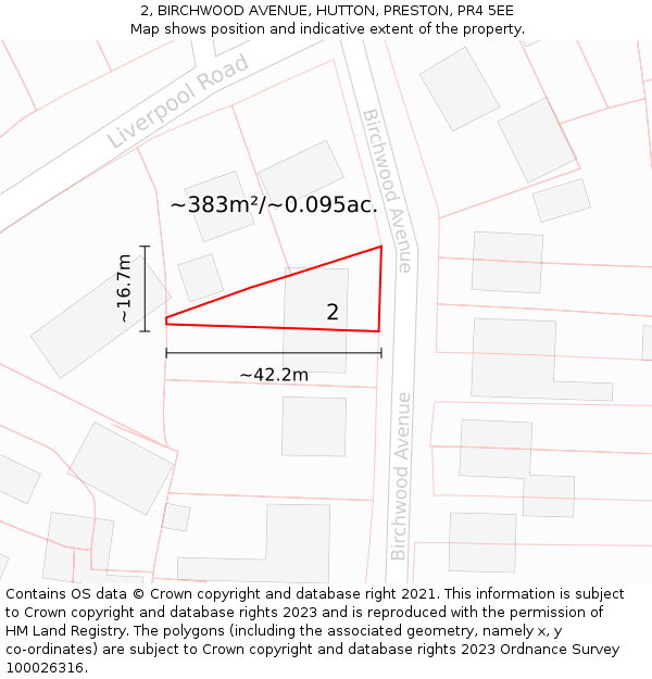 2, BIRCHWOOD AVENUE, HUTTON, PRESTON, PR4 5EE: Plot and title map