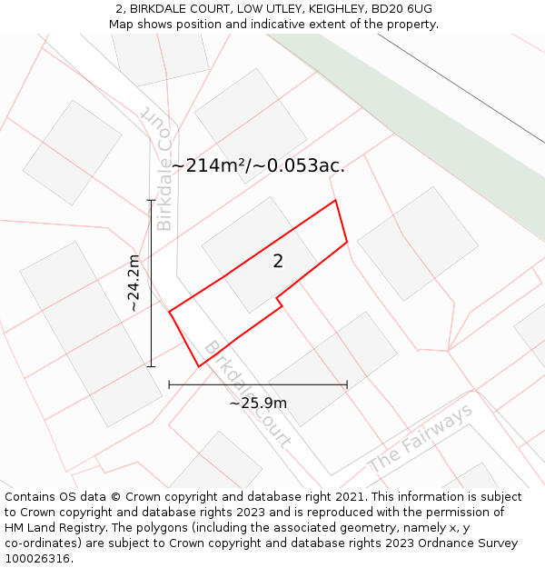 2, BIRKDALE COURT, LOW UTLEY, KEIGHLEY, BD20 6UG: Plot and title map