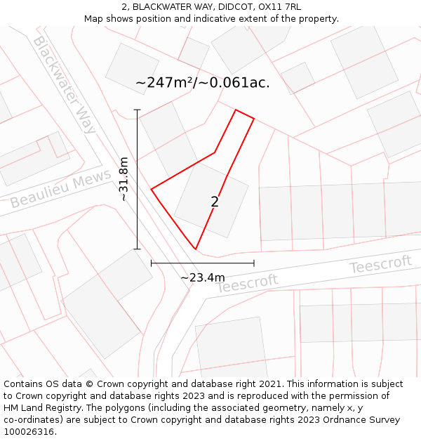 2, BLACKWATER WAY, DIDCOT, OX11 7RL: Plot and title map