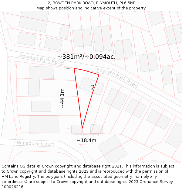 2, BOWDEN PARK ROAD, PLYMOUTH, PL6 5NF: Plot and title map