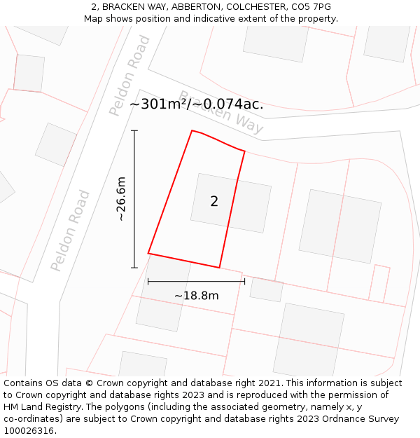 2, BRACKEN WAY, ABBERTON, COLCHESTER, CO5 7PG: Plot and title map