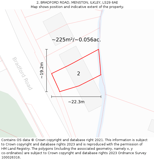 2, BRADFORD ROAD, MENSTON, ILKLEY, LS29 6AE: Plot and title map