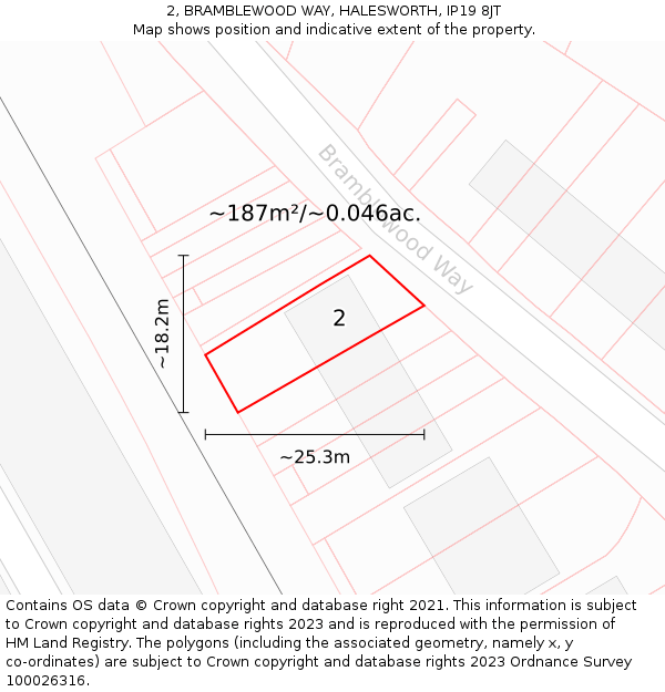 2, BRAMBLEWOOD WAY, HALESWORTH, IP19 8JT: Plot and title map