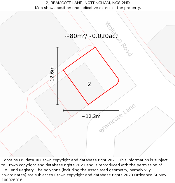 2, BRAMCOTE LANE, NOTTINGHAM, NG8 2ND: Plot and title map