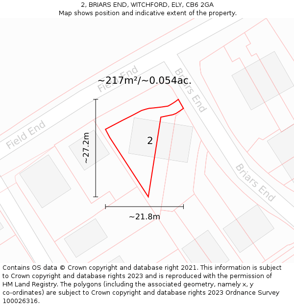 2, BRIARS END, WITCHFORD, ELY, CB6 2GA: Plot and title map