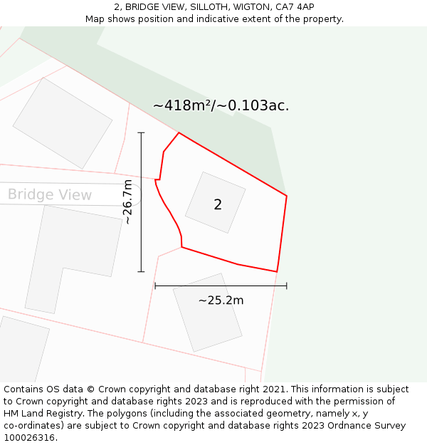 2, BRIDGE VIEW, SILLOTH, WIGTON, CA7 4AP: Plot and title map