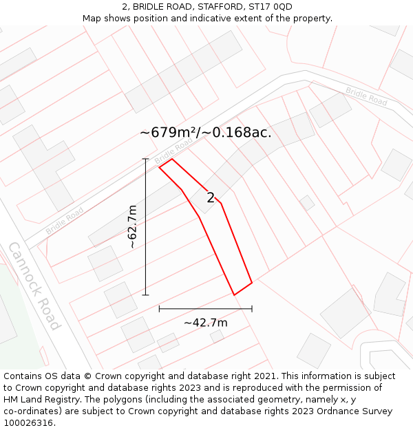 2, BRIDLE ROAD, STAFFORD, ST17 0QD: Plot and title map