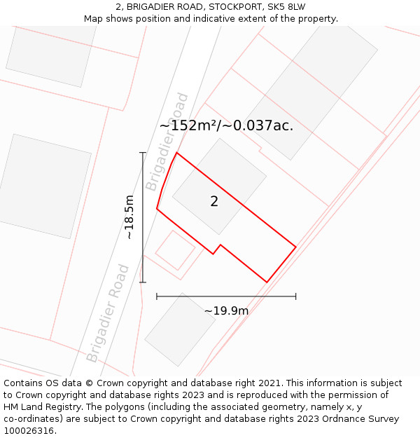 2, BRIGADIER ROAD, STOCKPORT, SK5 8LW: Plot and title map