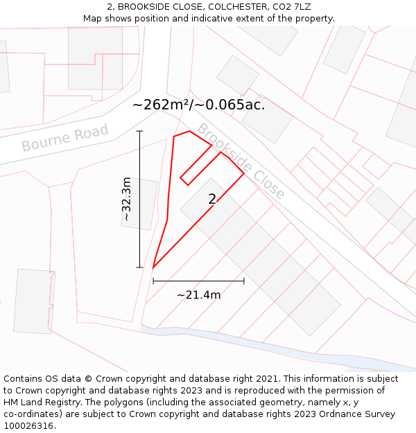 2, BROOKSIDE CLOSE, COLCHESTER, CO2 7LZ: Plot and title map