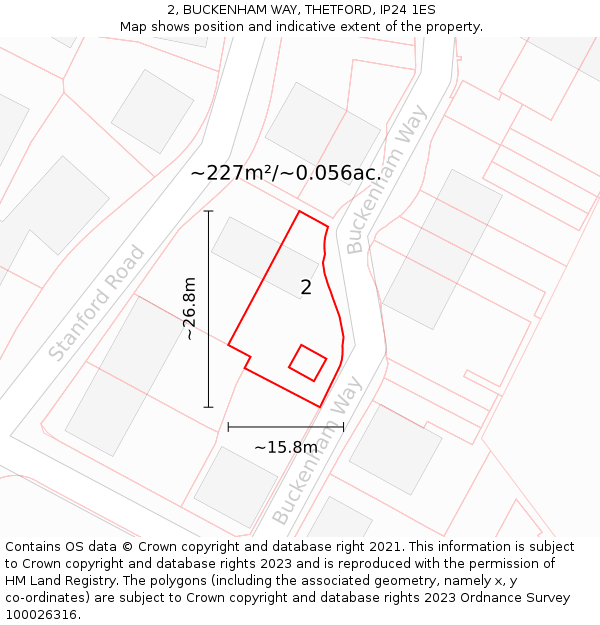 2, BUCKENHAM WAY, THETFORD, IP24 1ES: Plot and title map