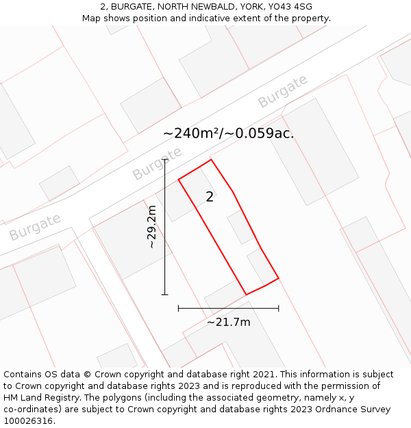 2, BURGATE, NORTH NEWBALD, YORK, YO43 4SG: Plot and title map