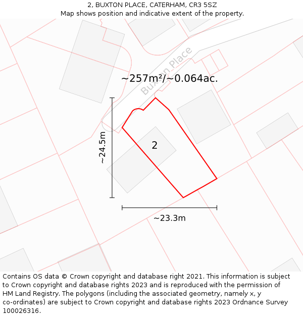 2, BUXTON PLACE, CATERHAM, CR3 5SZ: Plot and title map