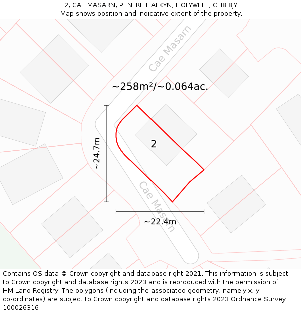 2, CAE MASARN, PENTRE HALKYN, HOLYWELL, CH8 8JY: Plot and title map