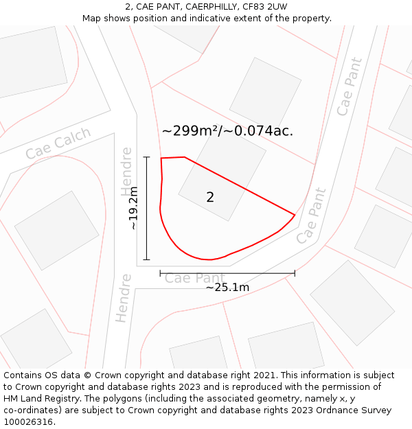 2, CAE PANT, CAERPHILLY, CF83 2UW: Plot and title map