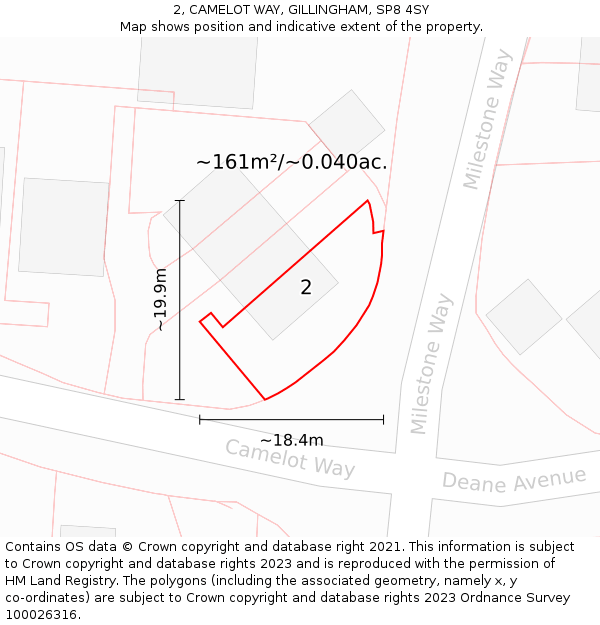 2, CAMELOT WAY, GILLINGHAM, SP8 4SY: Plot and title map