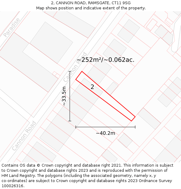 2, CANNON ROAD, RAMSGATE, CT11 9SG: Plot and title map