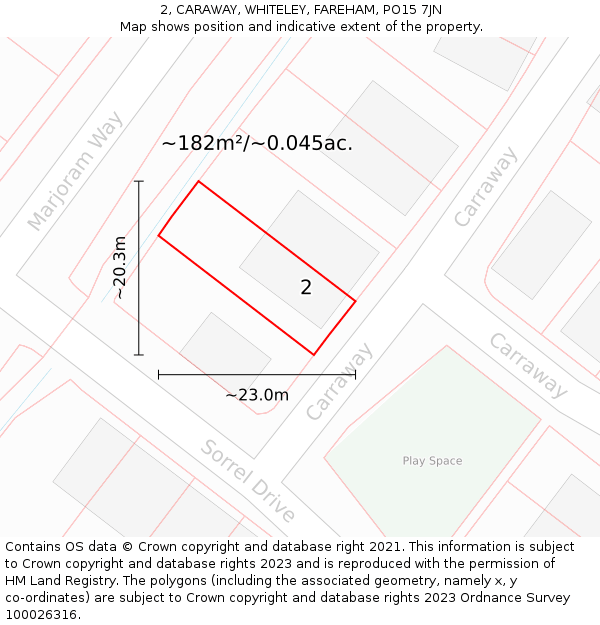 2, CARAWAY, WHITELEY, FAREHAM, PO15 7JN: Plot and title map