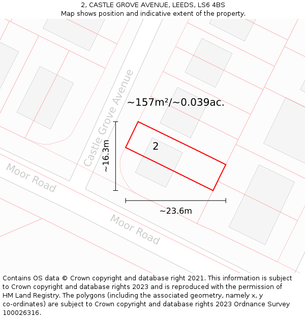 2, CASTLE GROVE AVENUE, LEEDS, LS6 4BS: Plot and title map