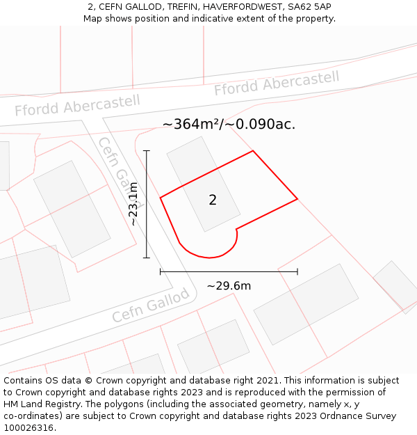 2, CEFN GALLOD, TREFIN, HAVERFORDWEST, SA62 5AP: Plot and title map