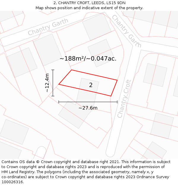 2, CHANTRY CROFT, LEEDS, LS15 9DN: Plot and title map