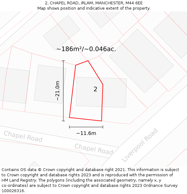 2, CHAPEL ROAD, IRLAM, MANCHESTER, M44 6EE: Plot and title map