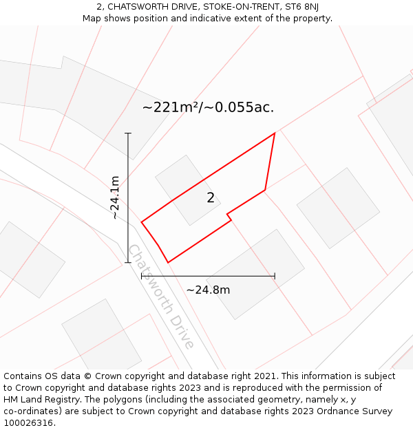2, CHATSWORTH DRIVE, STOKE-ON-TRENT, ST6 8NJ: Plot and title map