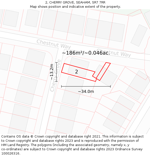 2, CHERRY GROVE, SEAHAM, SR7 7RR: Plot and title map