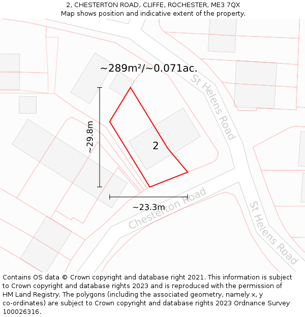 2, CHESTERTON ROAD, CLIFFE, ROCHESTER, ME3 7QX: Plot and title map