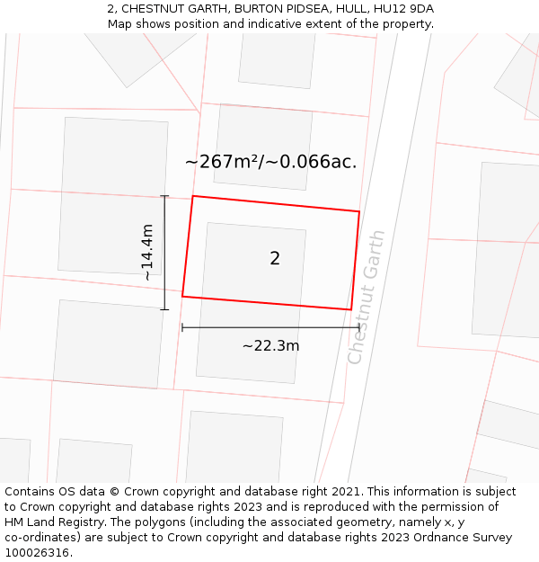 2, CHESTNUT GARTH, BURTON PIDSEA, HULL, HU12 9DA: Plot and title map