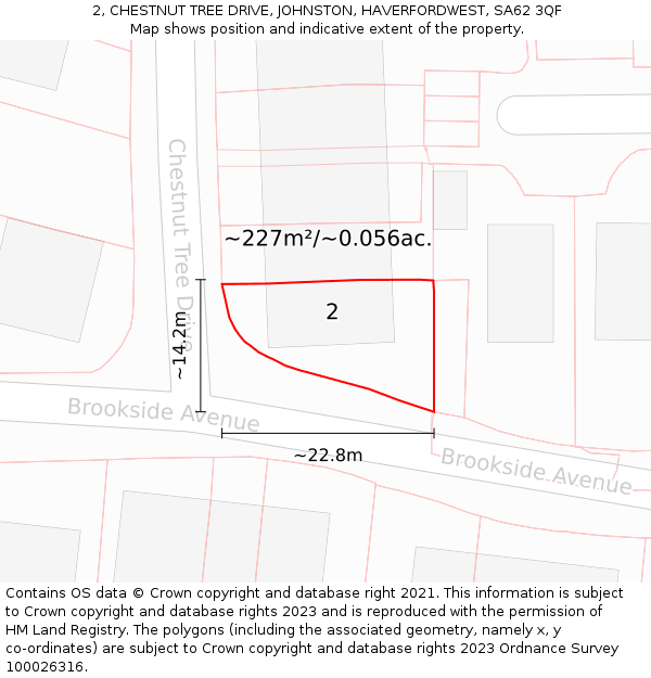 2, CHESTNUT TREE DRIVE, JOHNSTON, HAVERFORDWEST, SA62 3QF: Plot and title map