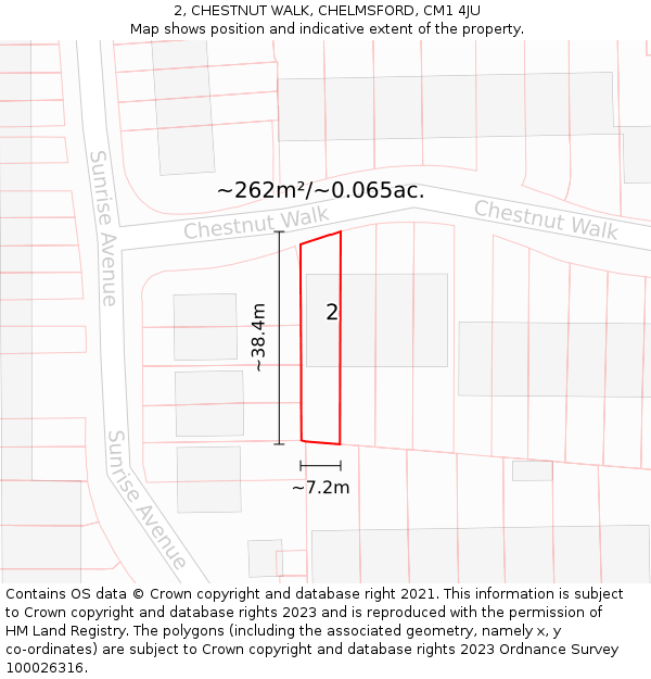 2, CHESTNUT WALK, CHELMSFORD, CM1 4JU: Plot and title map