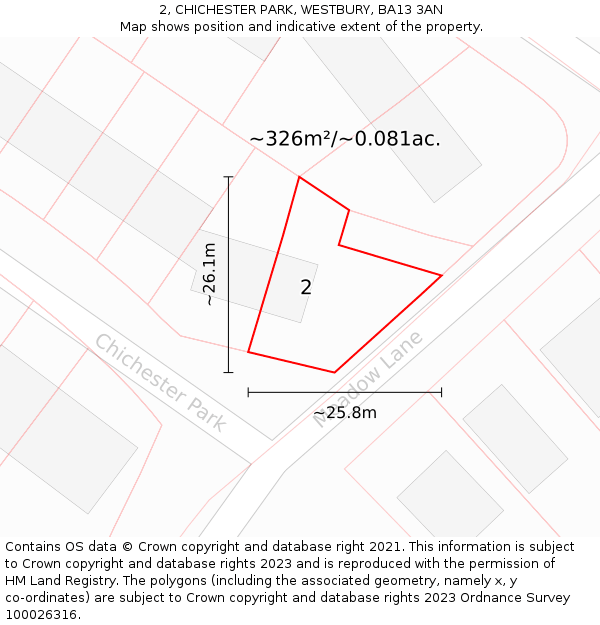 2, CHICHESTER PARK, WESTBURY, BA13 3AN: Plot and title map