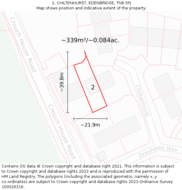 2, CHILTENHURST, EDENBRIDGE, TN8 5PJ: Plot and title map